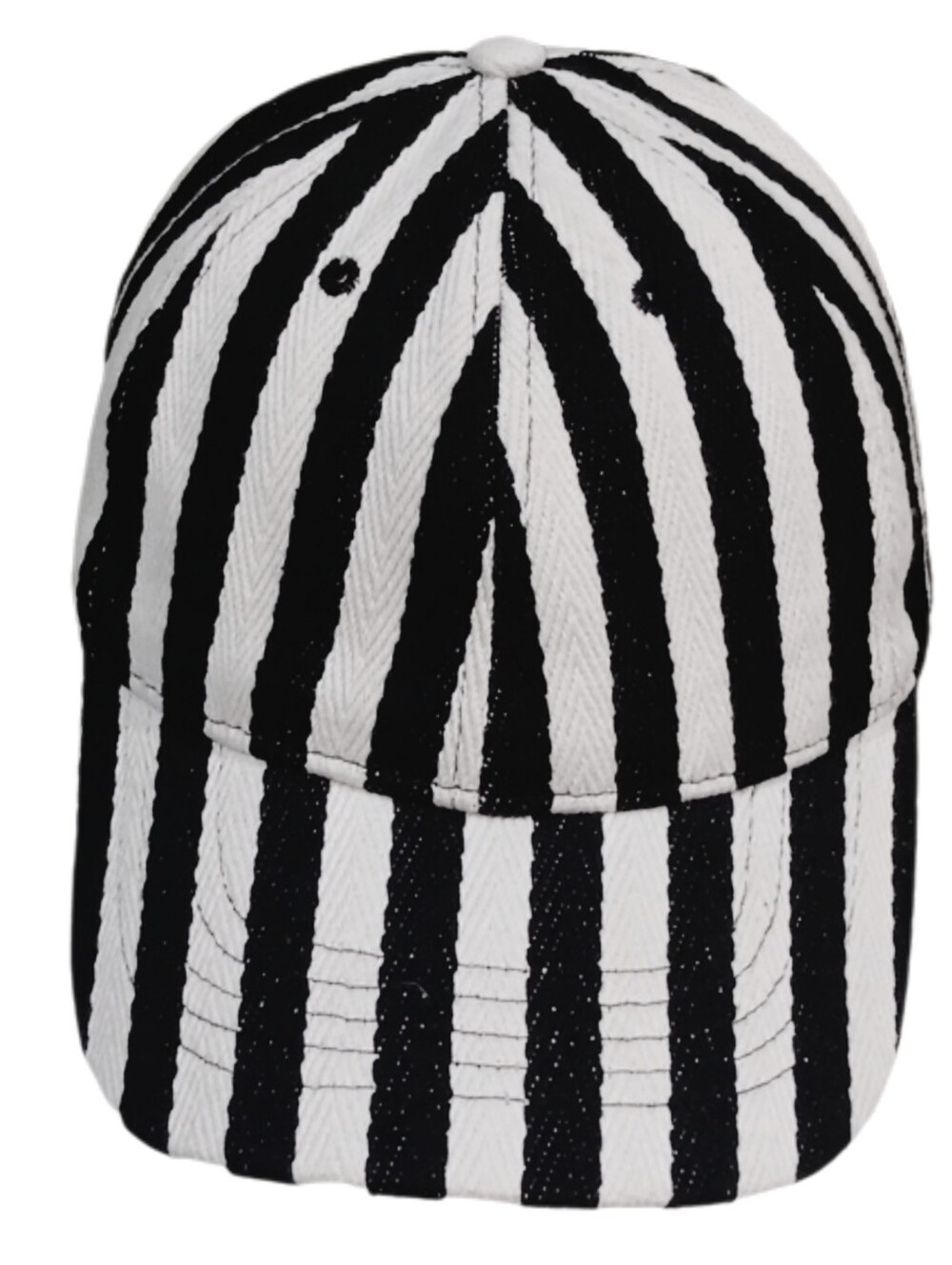 TALLA UNICA. BLACK/WHITE STRIPED . ADJUSTABLE BASEBALL STYLE CAP.